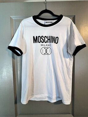 Moschino Couture! Milano Double Smiley T-Shirt Graphic Tee black & white